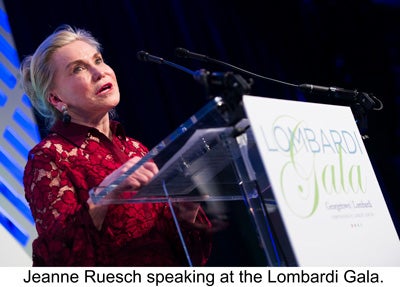 Jeanne Ruesch speaking at the Lombardi Gala