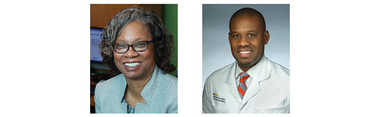 Headshots of Lucile Adams-Campbell, PhD, and Marcus Noel, MD