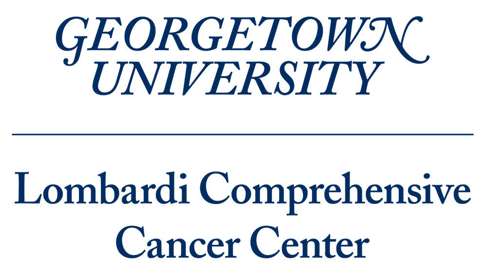 Georgetown University's Lombardi Comprehensive Cancer Center logo in blue