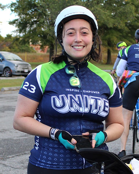 Brittany Strong in biking gear