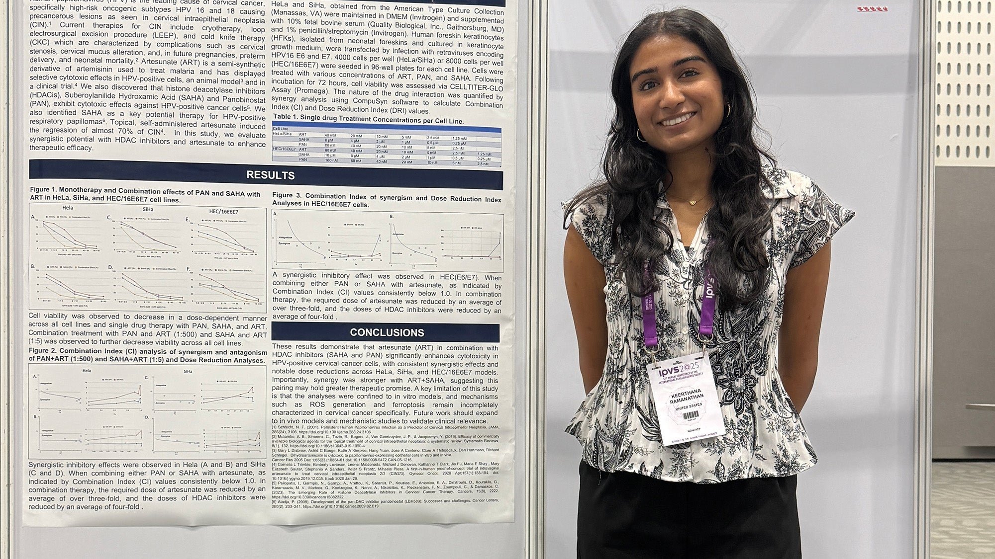 Keerthana Ramanathan with her poster at the International Papillomavirus Conference