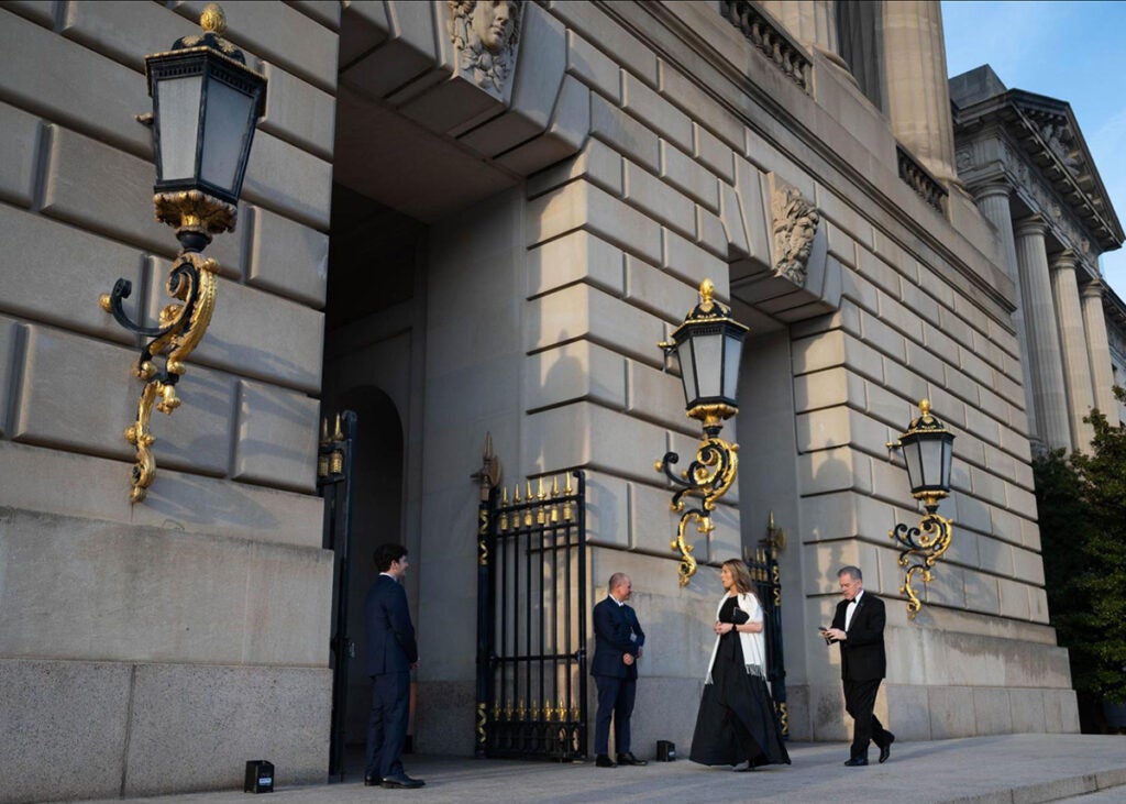 The exterior of the Mellon Auditorium in DC