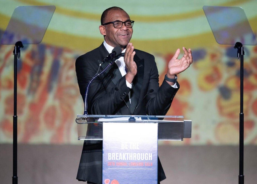 Brandon Short speaks from a podium